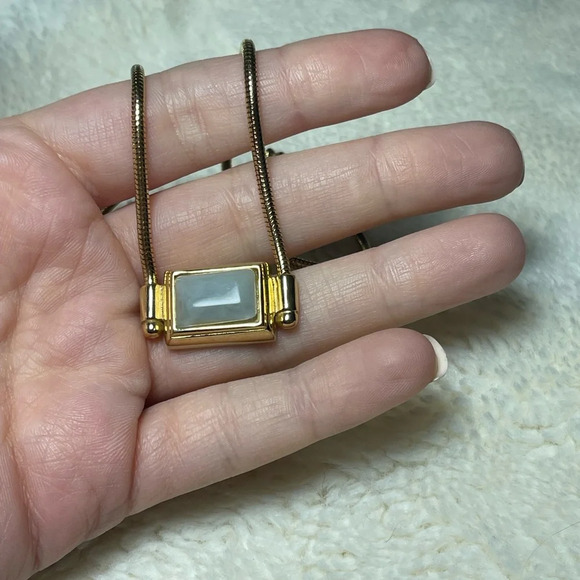 Vintage Givenchy Gold Necklace Blue Stone - Picture 7 of 9